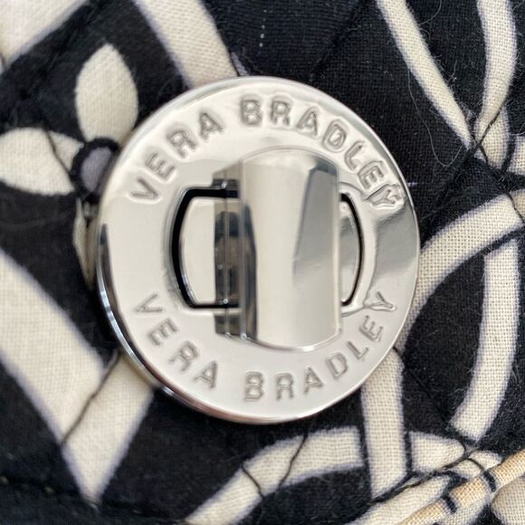 Vera Bradley Black and Cream Patterned Quilted Wallet Turn Lock - Picture 2 of 12